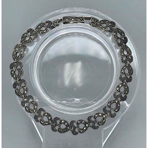 Sterling Silver Marcasite Heart Bracelet
